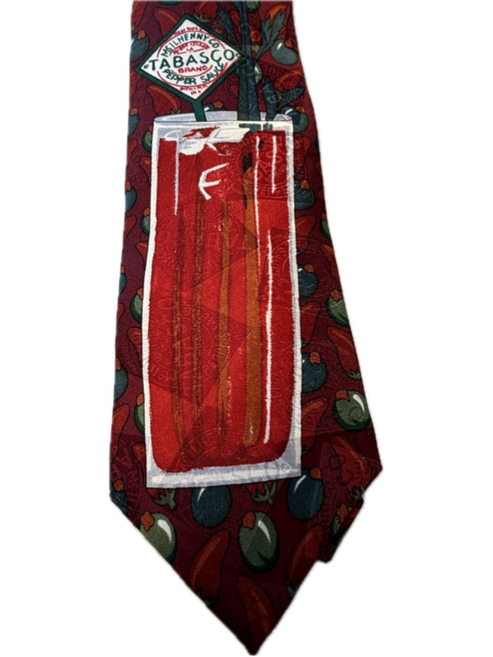 Tabasco Other - Tabasco Bloody Mary Novelty Silk Tie Peppers Olives Cocktail Necktie